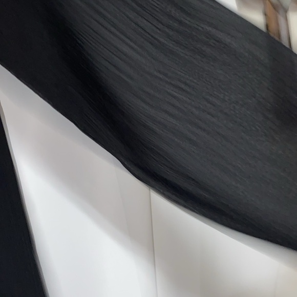 LOFT WO SIZE LG Black Cocktail Dress with Bishop Sleeves and Crew Neck pleated - Picture 5 of 14